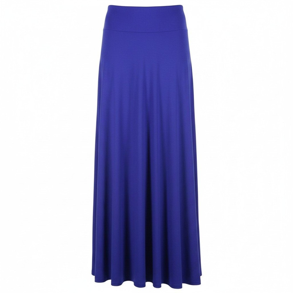 Design History Admiral Blue Maxi Skirt Missy XL Viscose Stretch Fold Over Waist